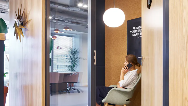 Consulting Room/Meeting Room with Rockfon Mono Acoustic in Spaces Platinium co-working office, Warsaw, Poland