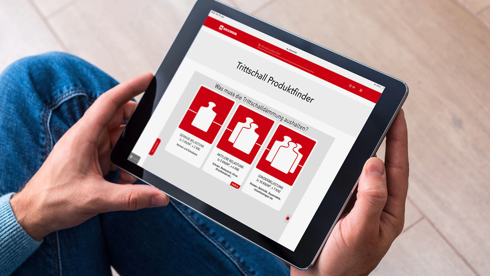 thumbnail, teaser, trittschall produktfinder, footfall sound insulation, trittschall check, online tool, germany