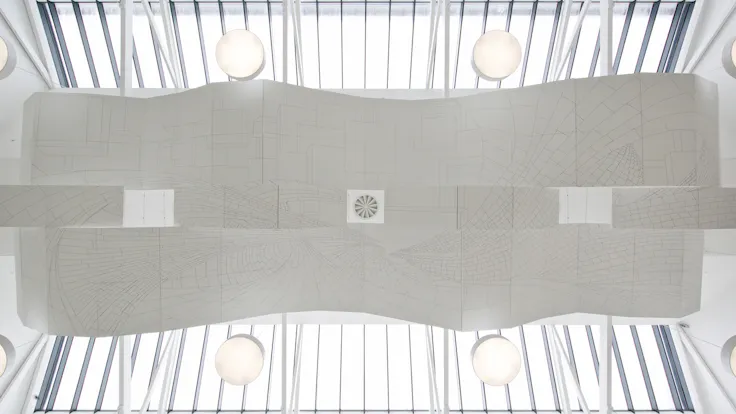 Morriston Hospital,UK,Swansea,Wales,IBI Nightingale,Art In Site - For Eclipse Islands creation,BAM Construction,Morriston Hosptial-Swansea,Richard Kemble Ceilings-Medicare and Bay Productions-Eclipse,Matt Livey,ROCKFON Eclipse,white