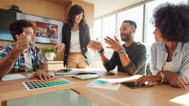 general illustration, people, meeting, meeting room