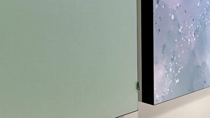 Open Plan Office in Paytrail in Tampere Finland with Rockfon Canva Wall panel A-Edge