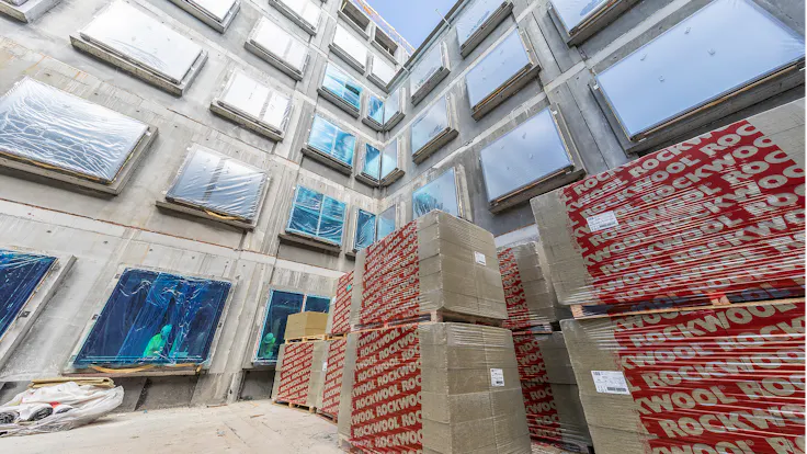 Reference case, Kay Fiskers Plads, REDAir, building site, GBI, facade, office building, construction, batts, pallets