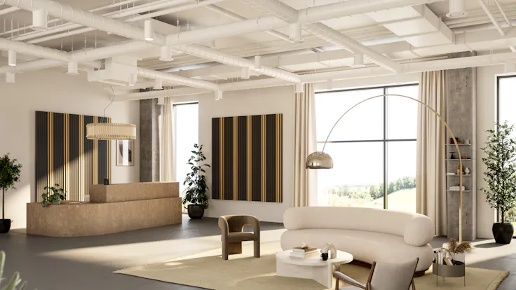Rockfon Lamella Reception Area - Rendering