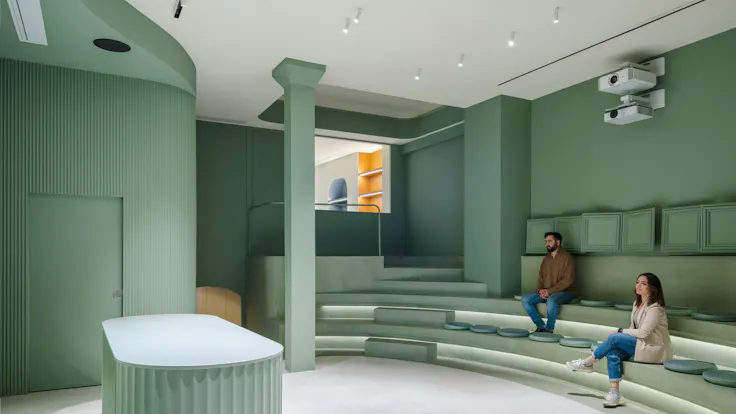 Showroom in Orac Experience Center in Barcelona Spain with Rockfon Mono Acoustic TE-Edge