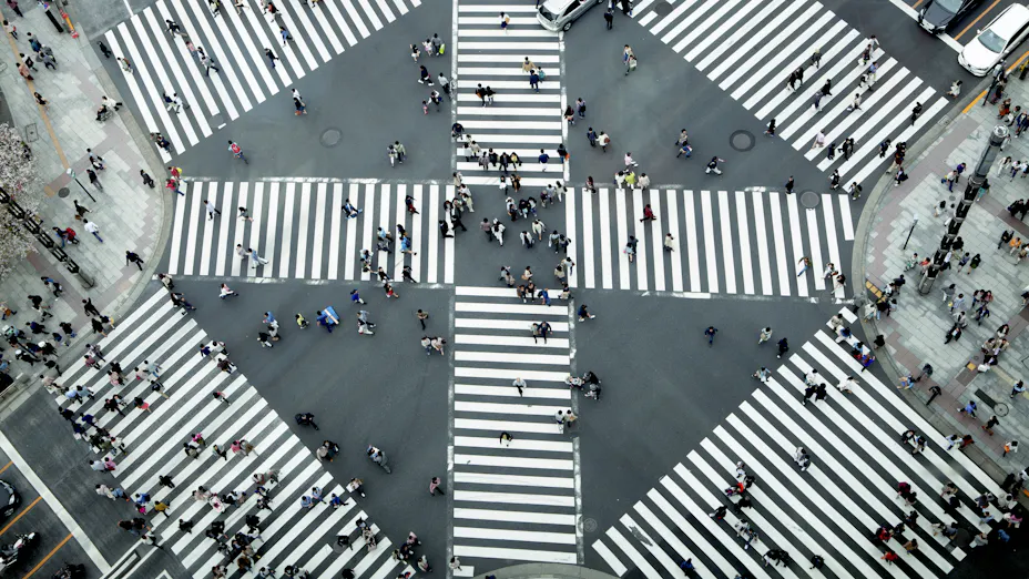 Busy urban cross section