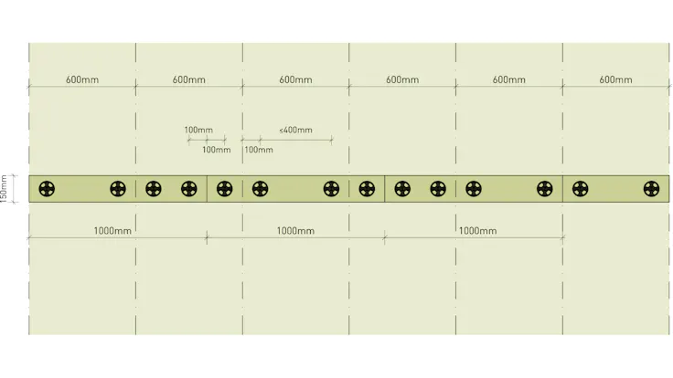 product, system, fixrock bwm brandriegel kit, installation, installation steps, step 8/8, dübel verteilung