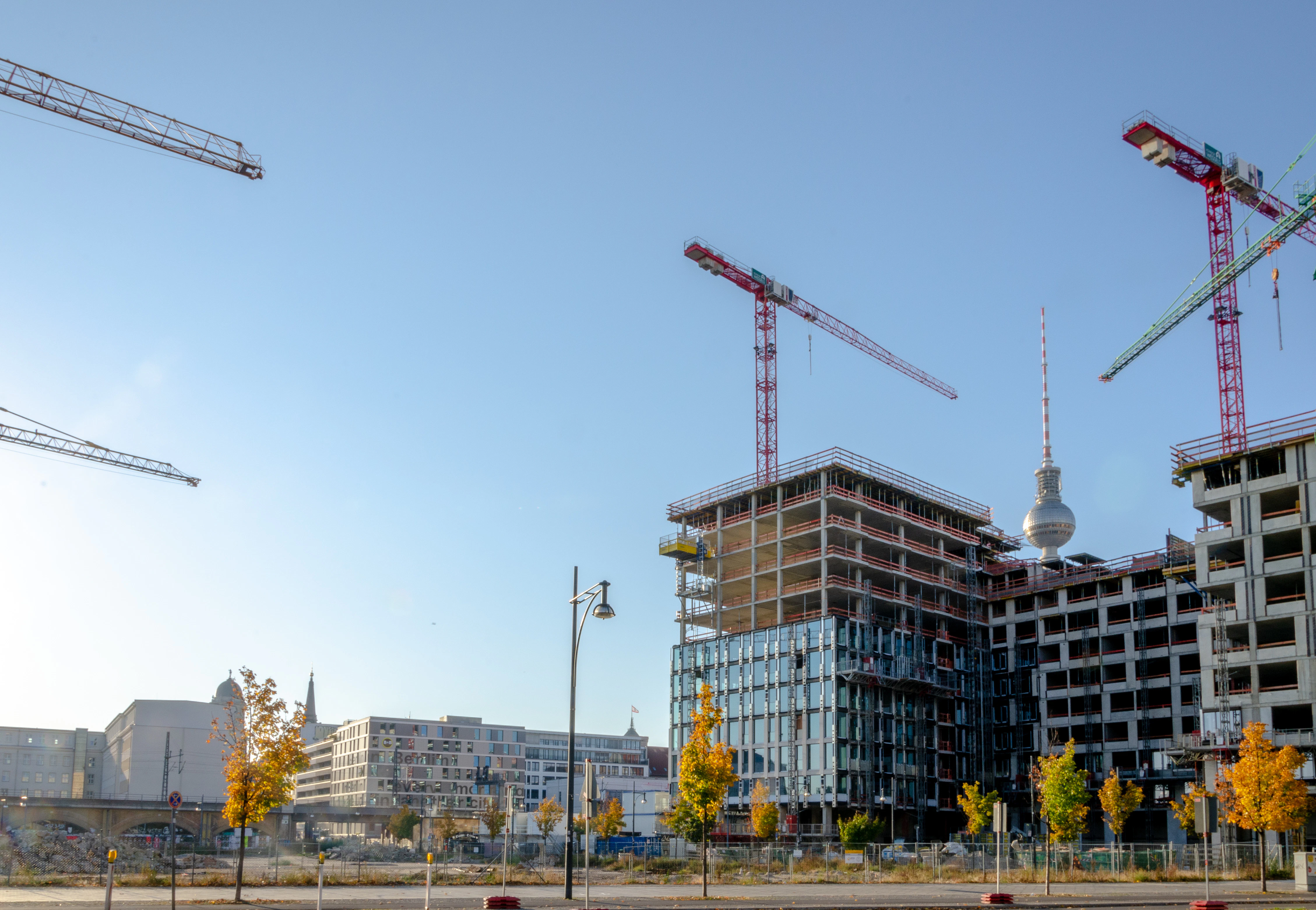 Construction site in Berlin, modern architecture, scaffolding