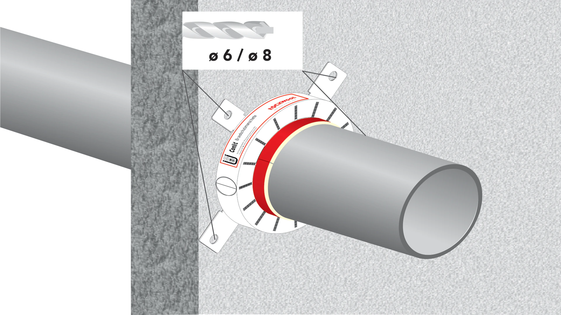 illustration, hvac, conlit brandschutzmanschette, germany, steps