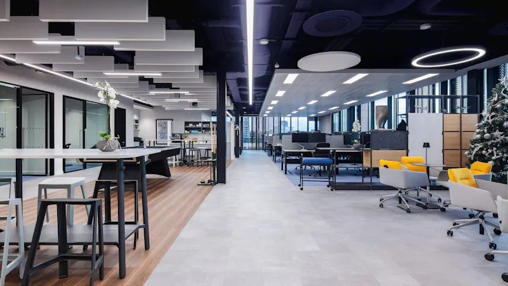 Open Plan Office in ACS Dublin in Dublin Ireland with Rockfon Contour and Rockfon Eclipse