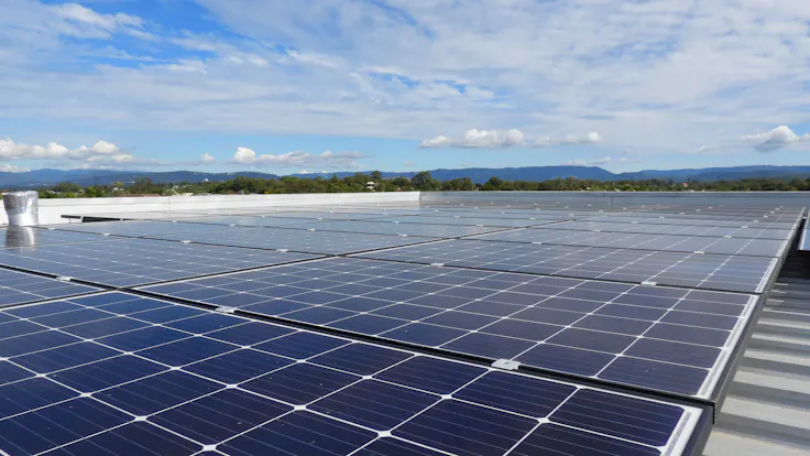 Solar Panels on Flat Roof, PV panel, green energy