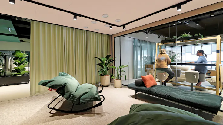Open Plan Office in Paytrail in Tampere Finland with Rockfon Color-all X-Edge