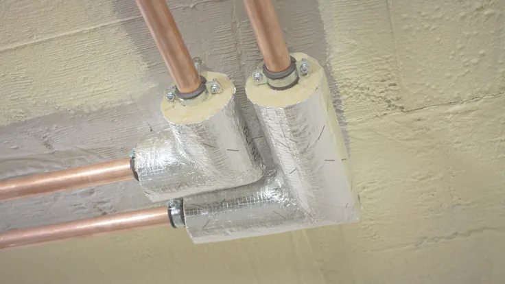 cellar, basement, cellar ceiling, basement ceiling, pipes, pipe insulation, installation, heizungsrohre, isolieren, rockwool 800, alufix, germany, PIM