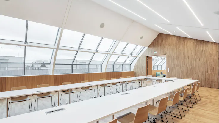 Office in headquarters of Electricity company in Strasbourg France with Rockfon Mono Acoustic