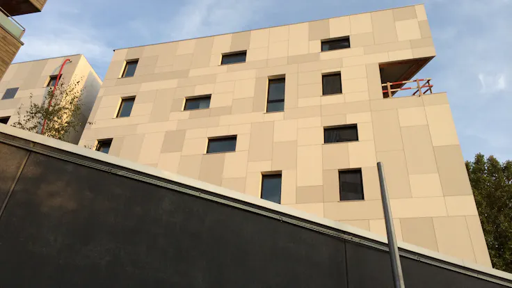 Belle Vue Brewery in Brussels, old brewery transformed into Hotel Belvue. This building is clad with Rockpanel Ply facade cladding.
