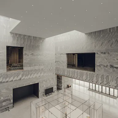 Museum of Polish History in Warsaw with Rockfon Mono Acoustic TE-Edge installed in Chicago Metallic Monolithic grid