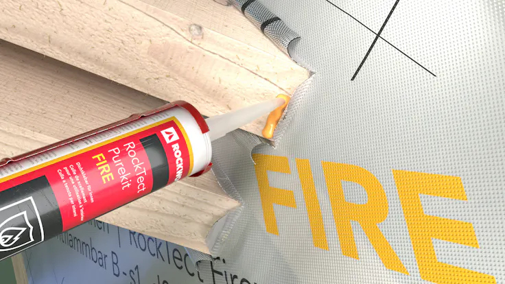 RockTect Firewall System, fire protection, indoor, illustration working steps, density glue detail timbers