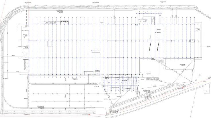 reference, egger glas, production hall, plan, scheme, flat roof, gersdorf, austria