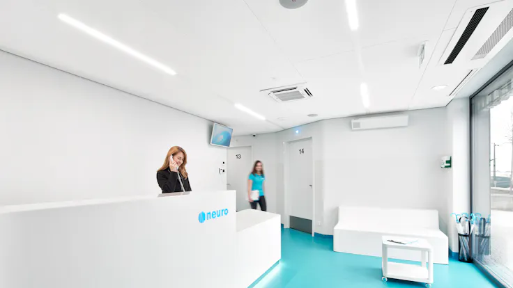 Reception in NEURO Specialist Clinic, Warsaw, Poland in Warsaw Poland with Rockfon Blanka X-Edge