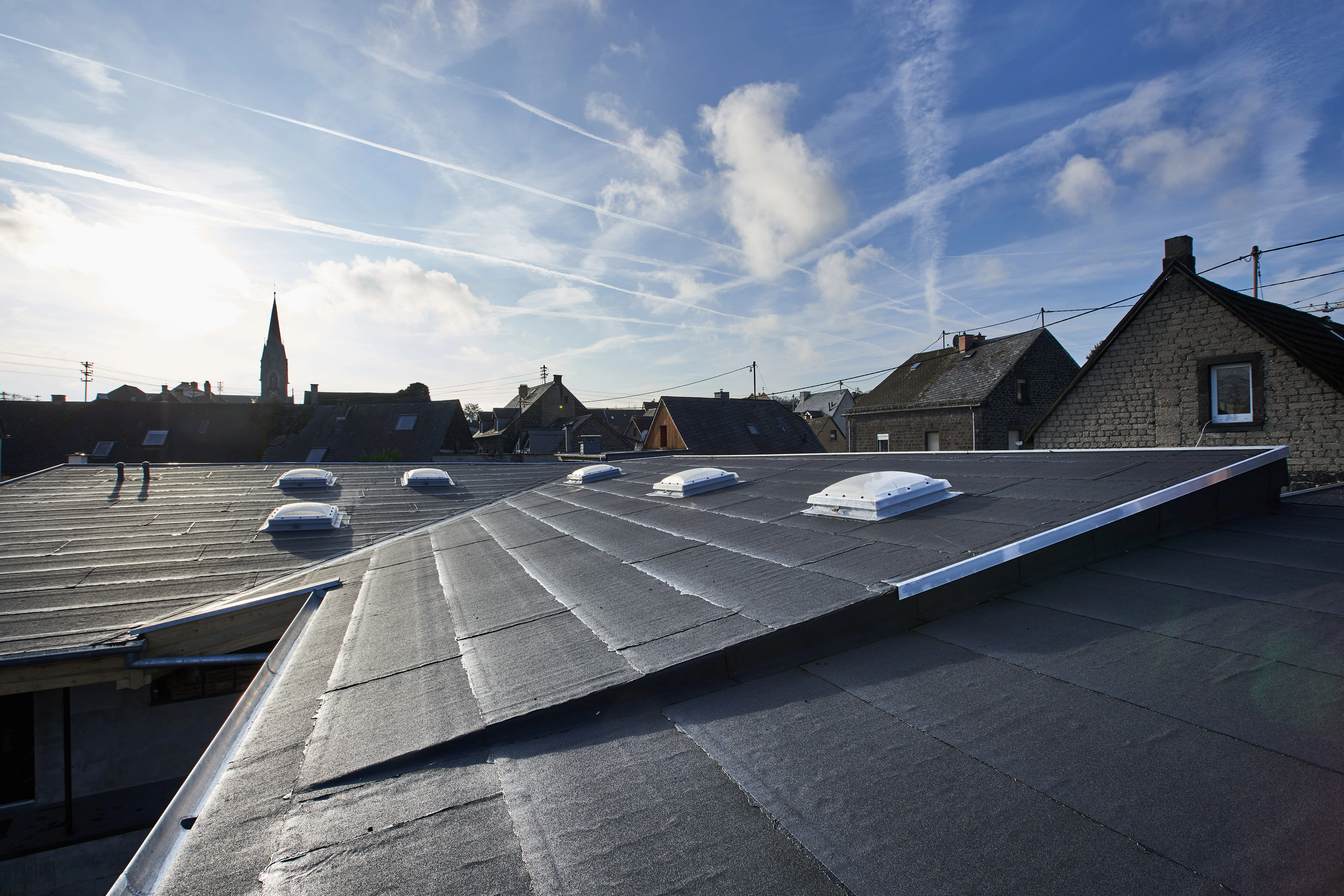 roof, flat roof, flatroof, flachdach, reference, kassenlager kottenheim, bitrock, glued roof, germany