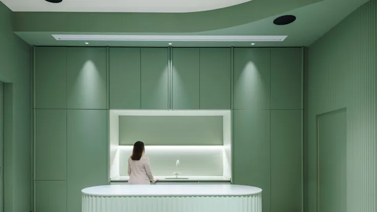Showroom in Orac Experience Center in Barcelona Spain with Rockfon Mono Acoustic TE-Edge