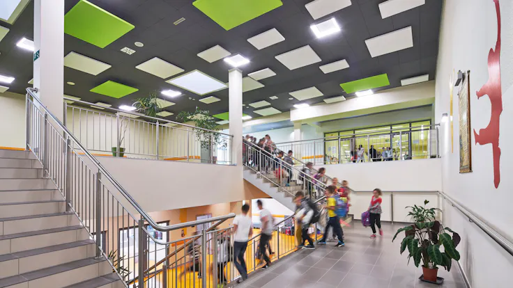 Complex of primary school and kindergarten,Poland,Wysoka,1.0000 m²,Monika Robaszko-Kowalska,Biuro Achitektoniczne Metropolis,Bartosz Makowski,ROCKFON Color-all,ROCKFON Eclipse,600x600,charcoal 09