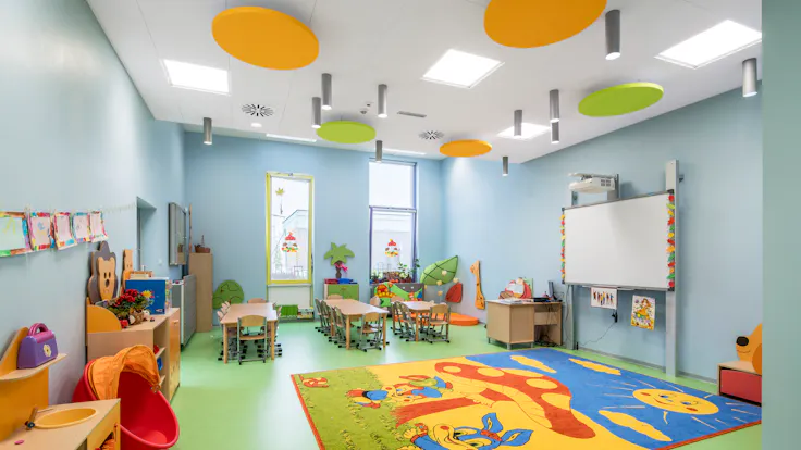 Complex of primary school and kindergarten,Poland,Wysoka,1.0000 m²,Monika Robaszko-Kowalska,Biuro Achitektoniczne Metropolis,Bartosz Makowski,ROCKFON Sonar,ROCKFON Eclipse,600x600,white