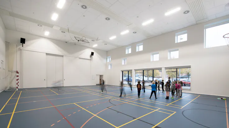 Fredriksbjerg skole,Denmark,Aarhus,13.700 m²,Henning Larsen Architects A/S,GPP Arkitekter,Møller & Grønborg,Kari Moseng,Aarhus Kommune,Awarded the School Building of the Year 2016,Denmark,Svend Christensen,ROCKFON Boxer,AEX-edge,1200x1200,white,Chicago Metallic T24 Click 2890