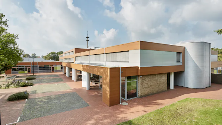 GBS Nordhorn in Nordhorn, Germany cladded with Rockpanel Woods and Chameleon facade cladding