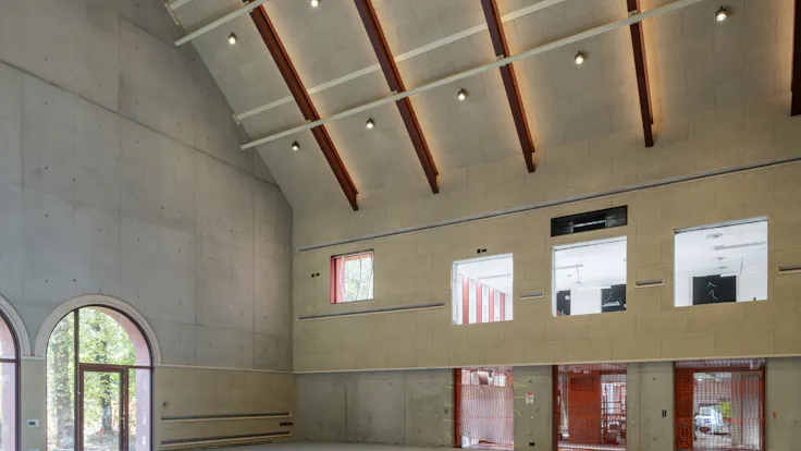 parksite leuven, the parksite, the parksite in leuven, building under construction, energetic expansion and total renovation, chapel renovation, reference project, referentie, rockroof flexi plus, prefabricated panels, high ceilings and arches, leuven, belgium