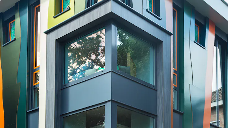 The Maasniel school project in Roermond, The Netherlands wth Rockpanel Brilliant & Woods exterior cladding.