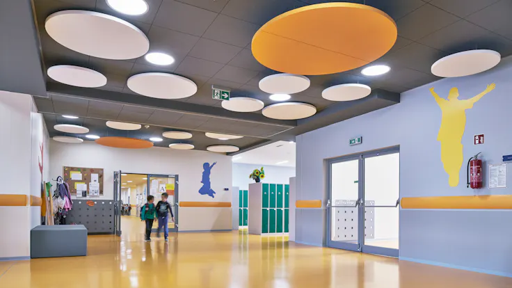 Complex of primary school and kindergarten,Poland,Wysoka,1.0000 m²,Monika Robaszko-Kowalska,Biuro Achitektoniczne Metropolis,Bartosz Makowski,ROCKFON Color-all,ROCKFON Eclipse,600x600,charcoal 09