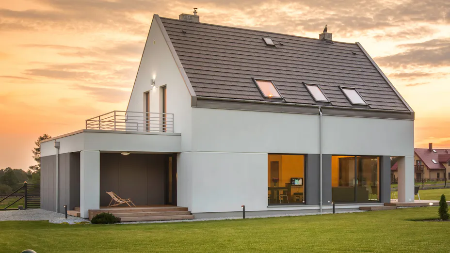 Modern home seen from the outside