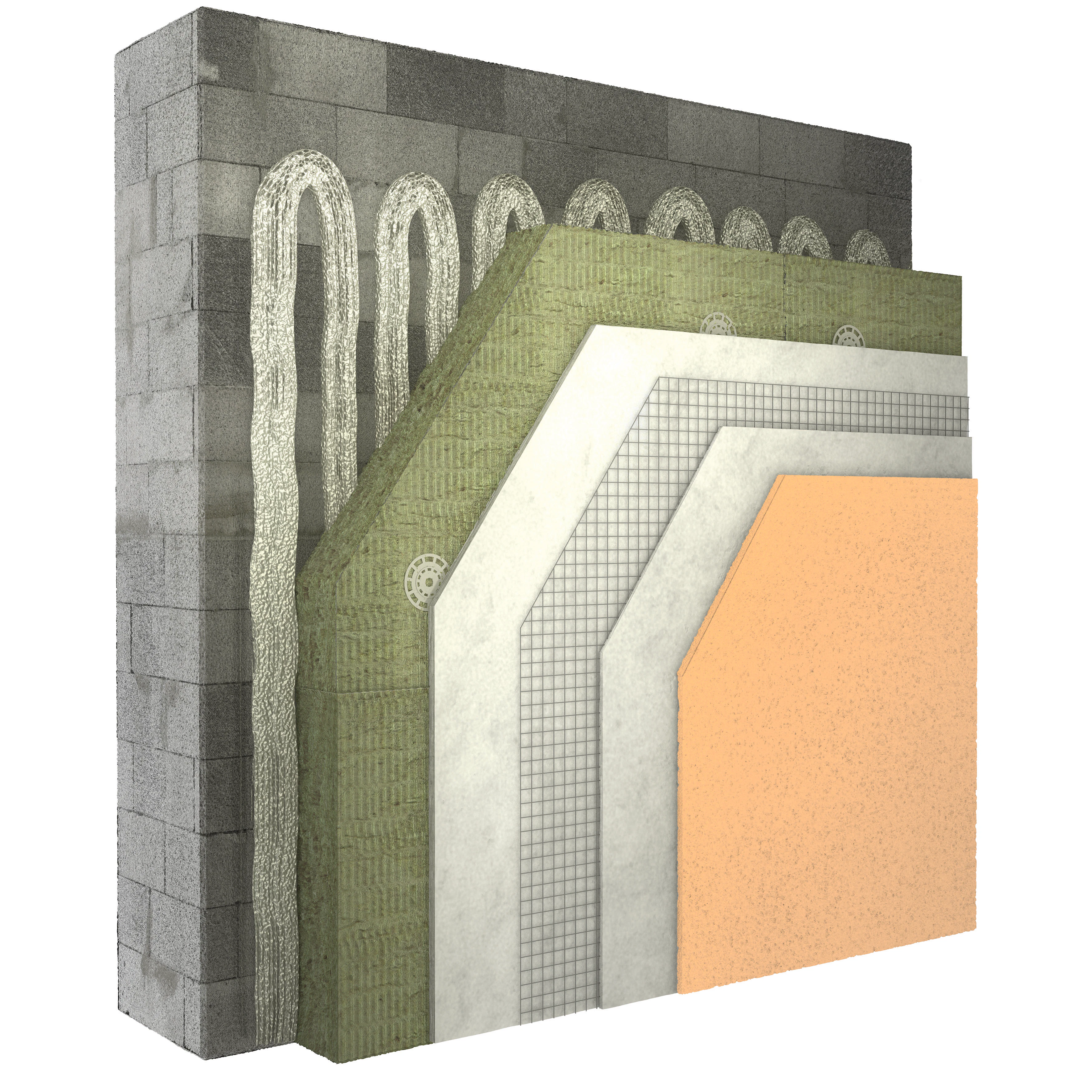 illustration, product, etics, stone wool, wall, facade, coverrock, germany