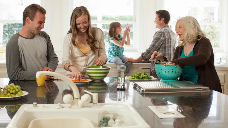 Family in kitchen