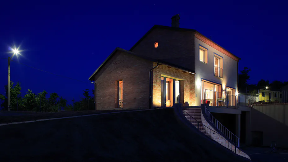 Passive House at night