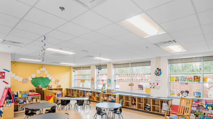 Walker-Grant Center, School, classroom, kitchen, office, meeting room, Artic, SQ, SL, Hygienic Plus SQ, Sonar SQ, 2x2, Moseley Architects
