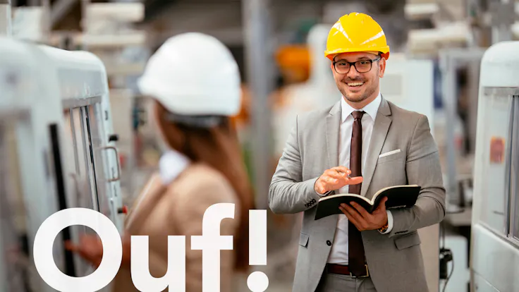 Brand Campaign, Brand Refresh, Onomatopee, Sound Words, Ouf, People, Person, Man, Helmet, Model, Factory