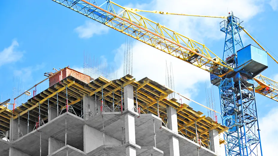 Construction site and a crane
