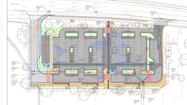 Rockflow project City of Lage/ Stadt Lage, school, parking lot