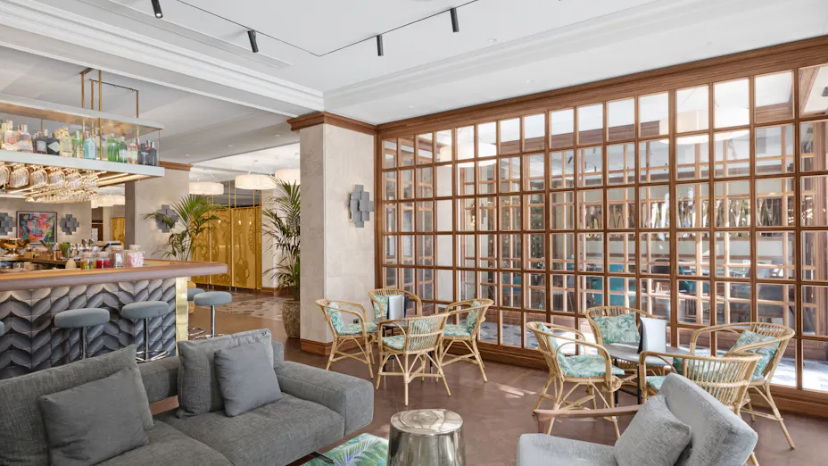 hotel renovation with acoustic ceiling design