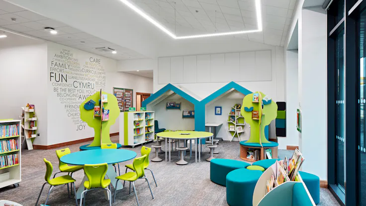 Rhondda Cynon Taf Schools in Wales United Kingdom with Rockfon Artic & Rockfon Boxer Wall in Universal White