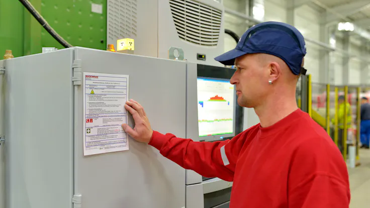 Health & Safety, man, look, cap, Germany, work, industrial, reading, factory